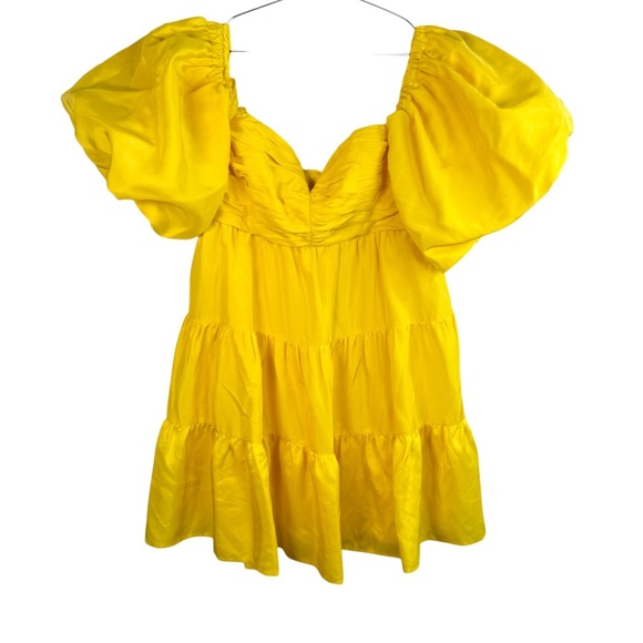 Rebecca Vallance Yellow Izzy Tiered Off-Shoulder Dress - Picture 2 of 8